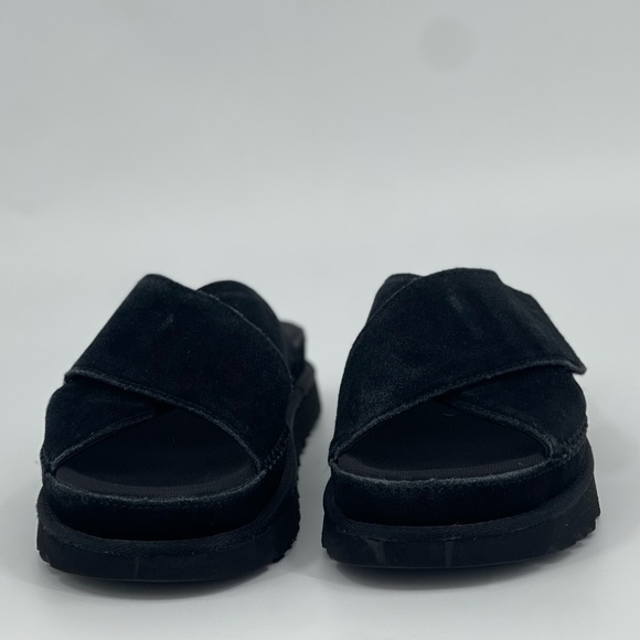 UGG Goldenstar Cross Suede Black Slide Womans Size 8
